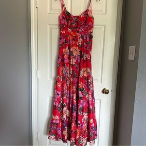 Eliza J Tropical Floral Print Tiered Maxi Dress